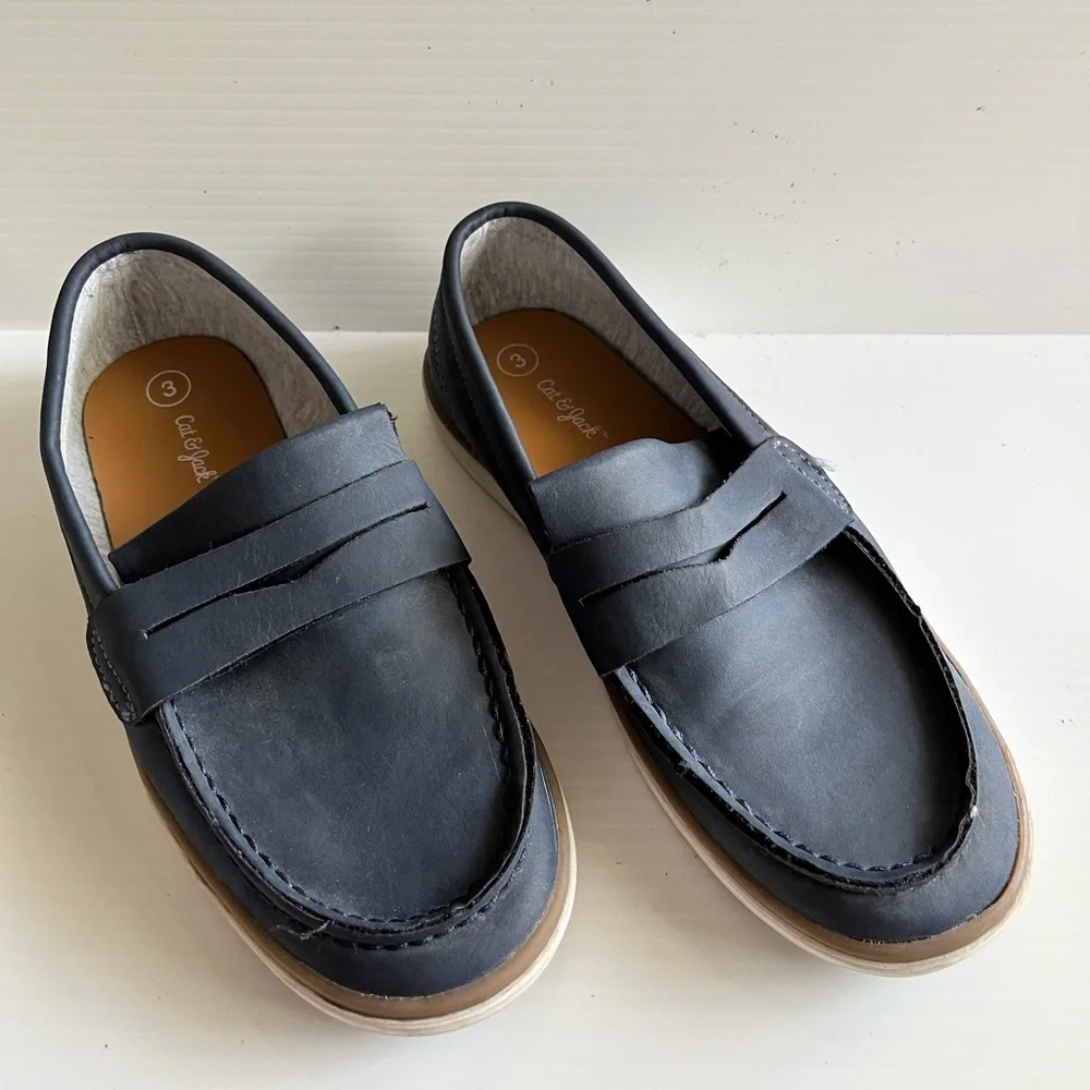 Cat & Jack Big‎ Boys Size 4 Blue Slip On Penny Loa